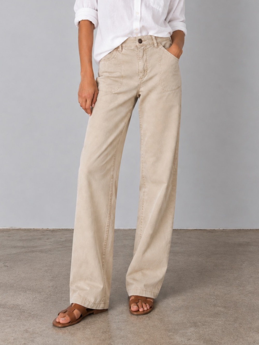 ANTHROPOLOGIE Pilcro Slouchy Chino Pants Beige Khaki Tan Straight Leg 29 EUC